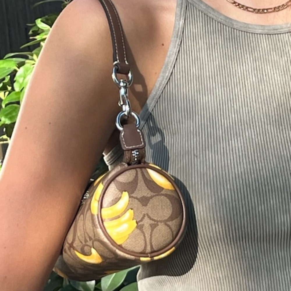 Coach Nolita Barrel Bag In Signature Canvas With Banana Print - Picture 7 of 14